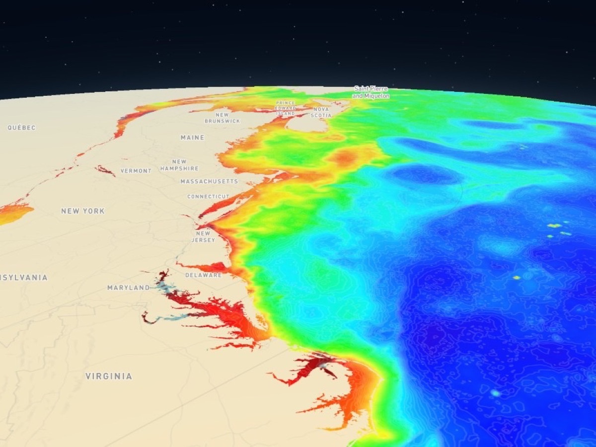 Ocean data chart along the northeastern US and Canadian coast